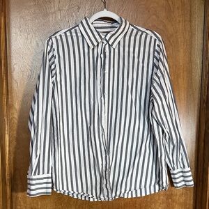 Banana Republic Black and White Striped Casual Shirt